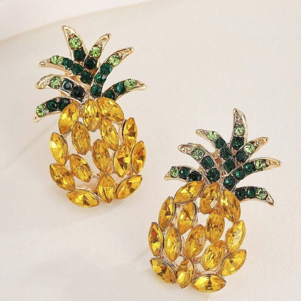 Pineapple Stud Earrings For Women's Summer Beach Accessories